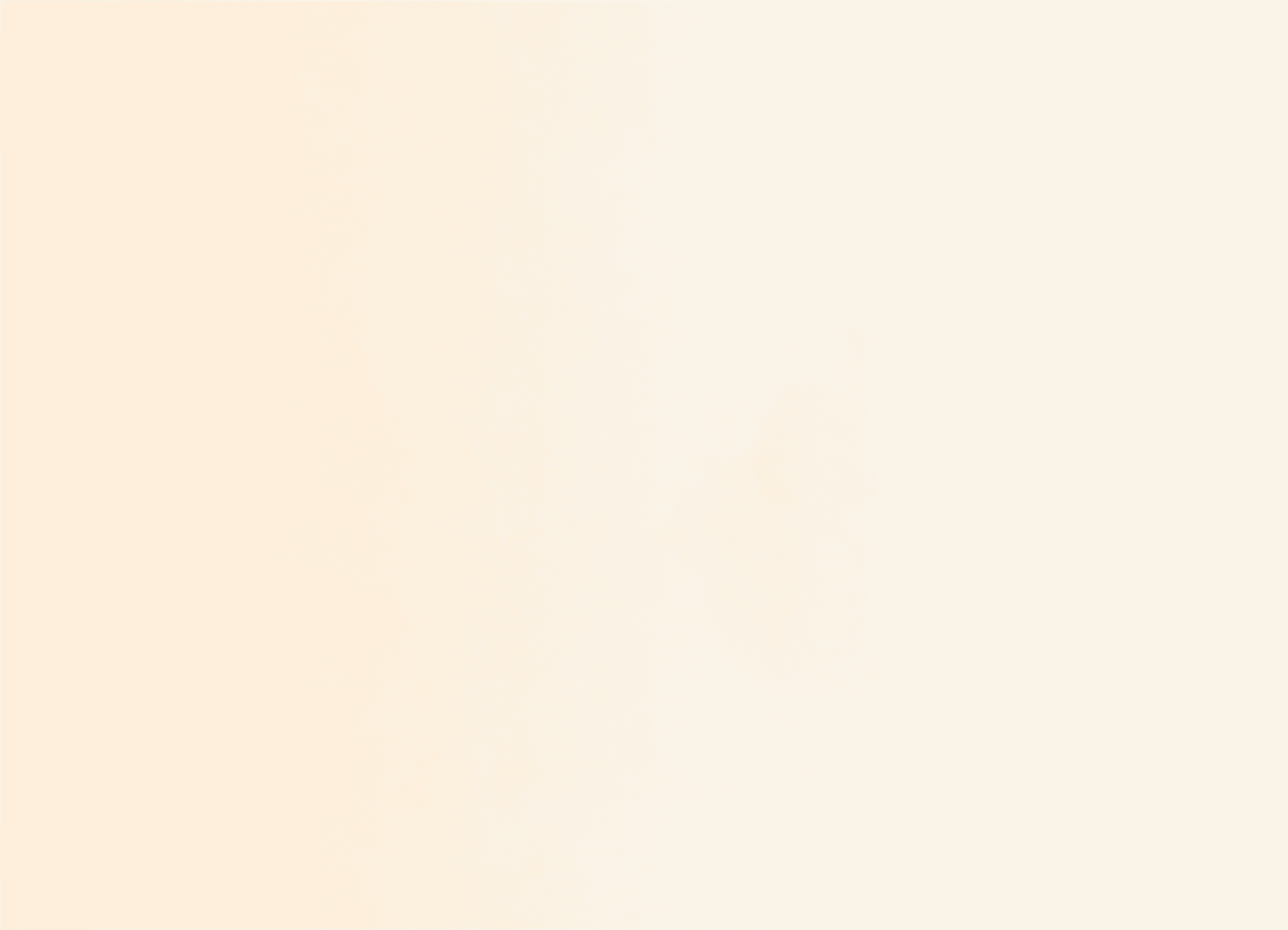 Soft white and cream gradient background.